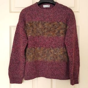 NWOT. Woman's Sweater with fluffy stripes.
